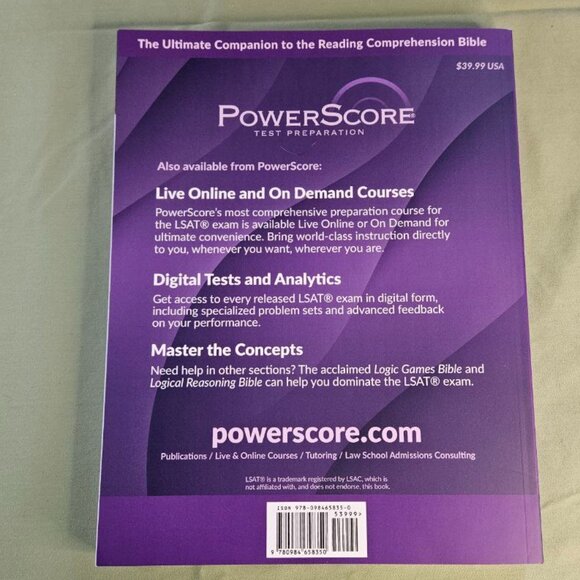 PowerScore LSAT Reading Comprehension Workbook - 2022 Exam Law School Prep - Picture 4 of 9